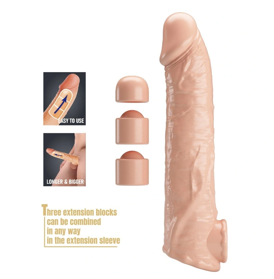 Prelungitor Penis +7.5 cm cu 3 Accesorii Detasabile, TPE, Natural, #4, Erotic24.ro