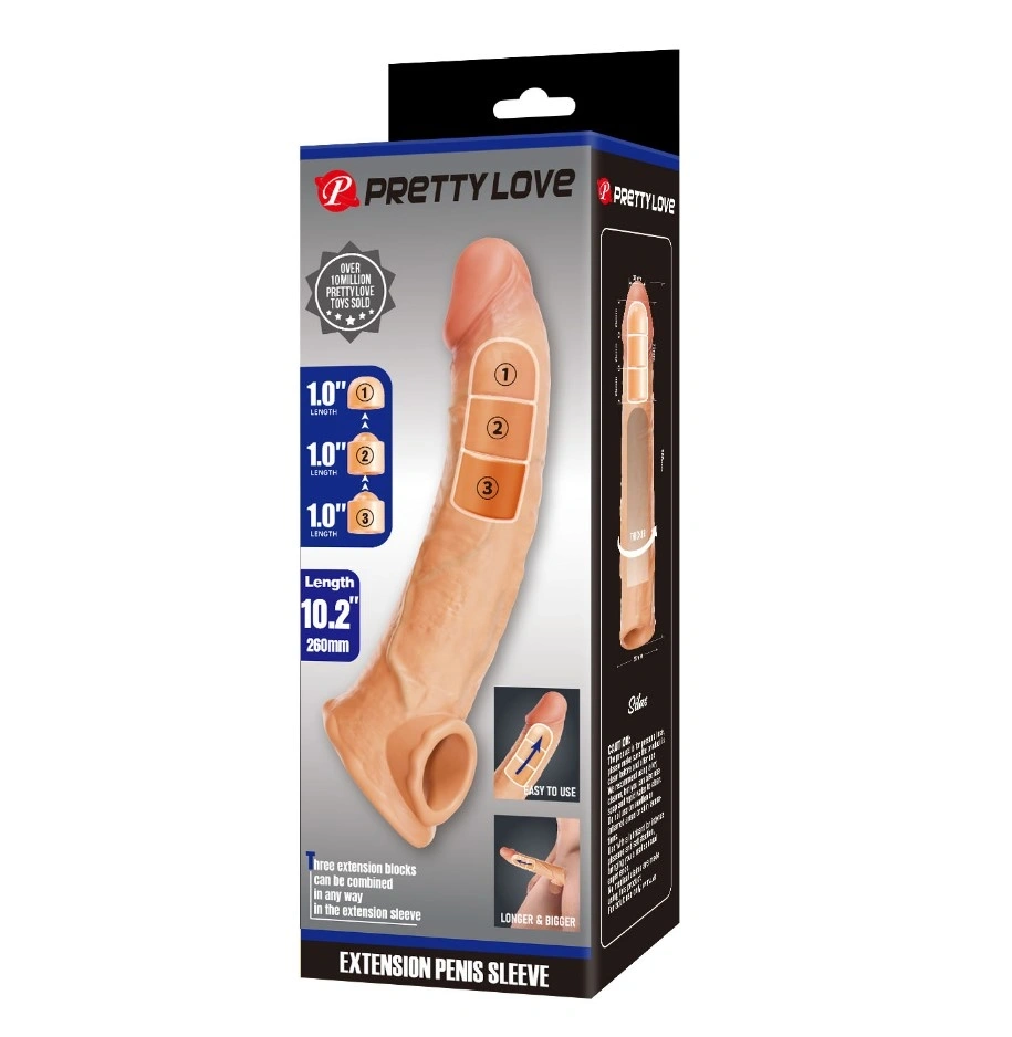 Prelungitor Penis +7.5 cm cu 3 Accesorii Detasabile, TPE, Natural, #9, Erotic24.ro