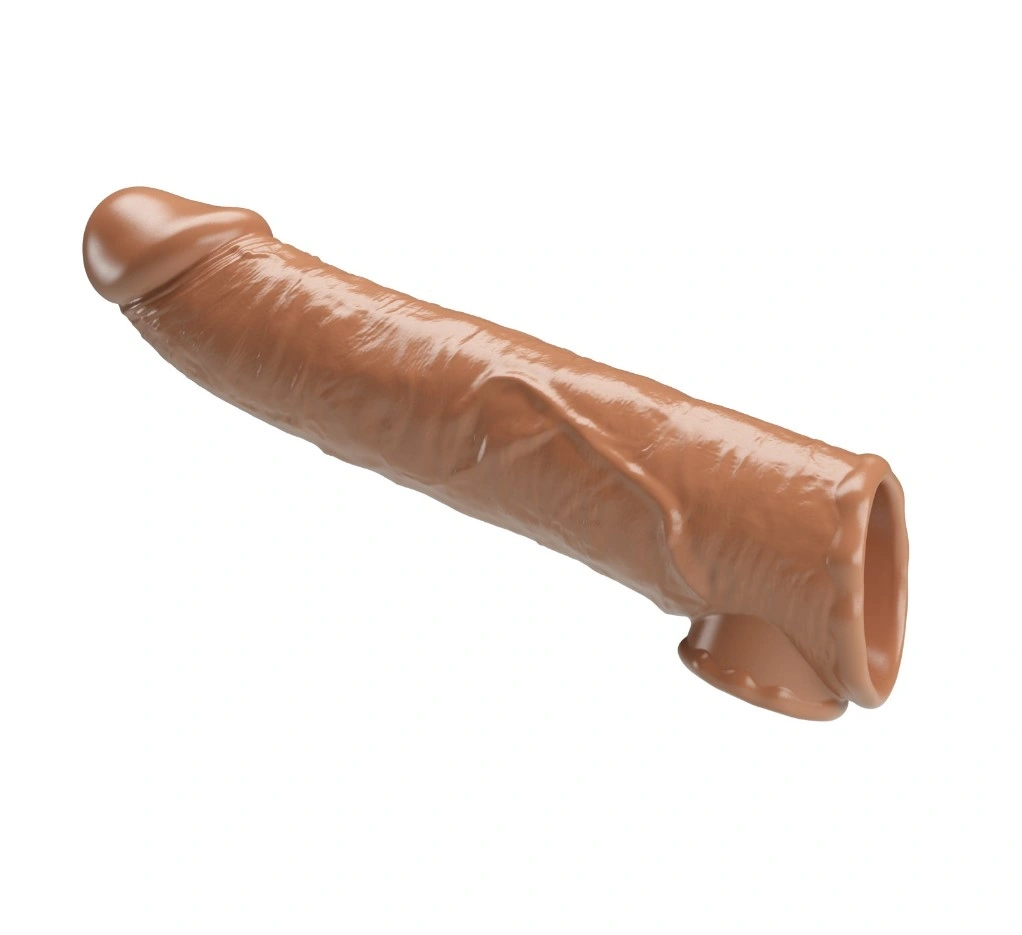 Prelungitor Penis +7.5 cm cu 3 Accesorii Detasabile, TPE, Maro, Nr. 6, Erotic24.ro