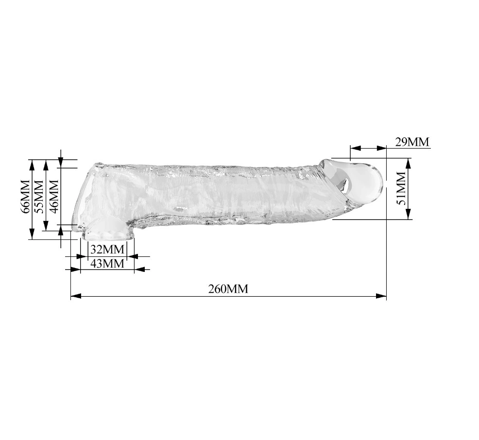 Prelungitor Penis Silas +7.5 cm cu 3 Accesorii Detasabile, TPE, Transparent, #5, Erotic24.ro