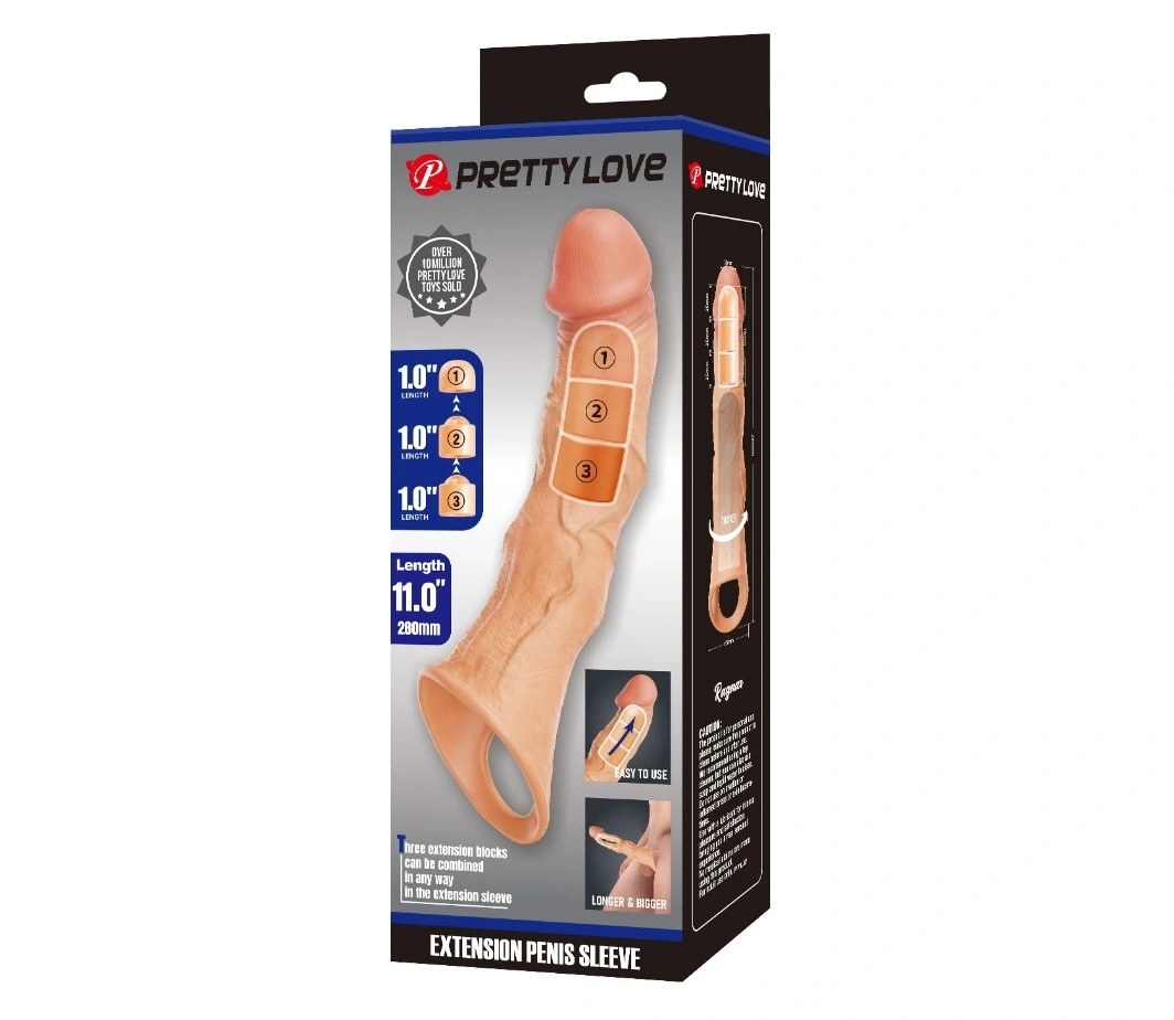 Prelungitor Penis Ragnar +7.5 cm cu 3 Accesorii Detasabile, TPE, Natural, #8, Erotic24.ro