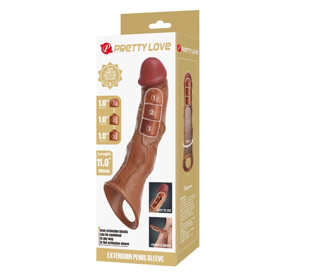 Prelungitor Penis Ragnar +7.5 cm cu 3 Accesorii Detasabile, TPE, Maro, #7, Erotic24.ro