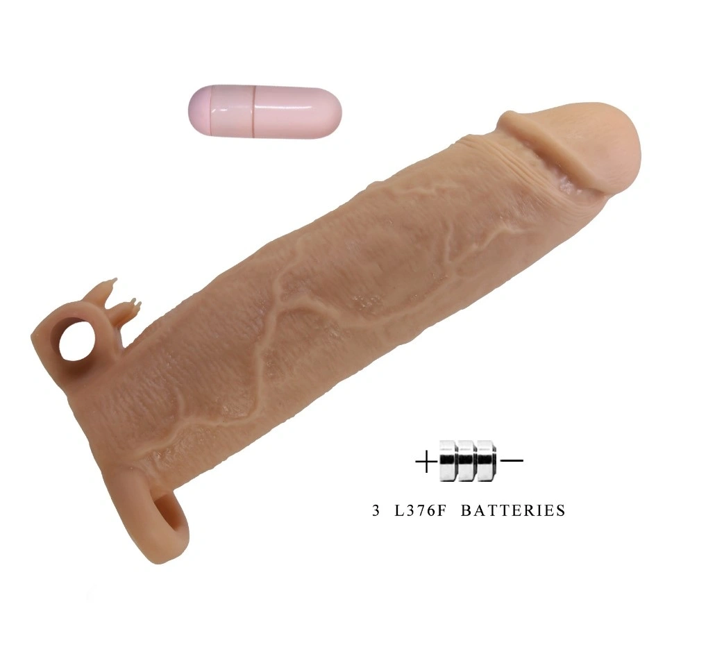Prelungitor Penis Xerxes +7.5 cm cu Vibratii, TPE, Natural, #5, Erotic24.ro