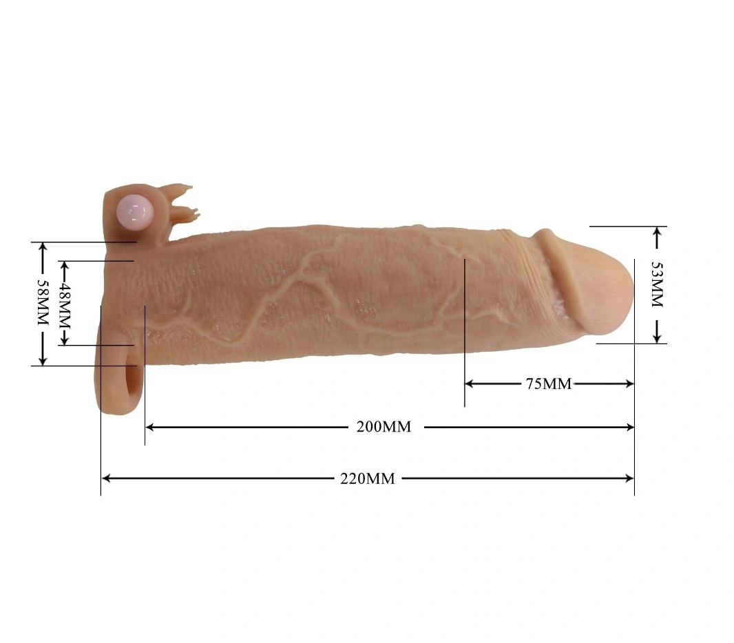 Prelungitor Penis Xerxes +7.5 cm cu Vibratii, TPE, Natural, #7, Erotic24.ro