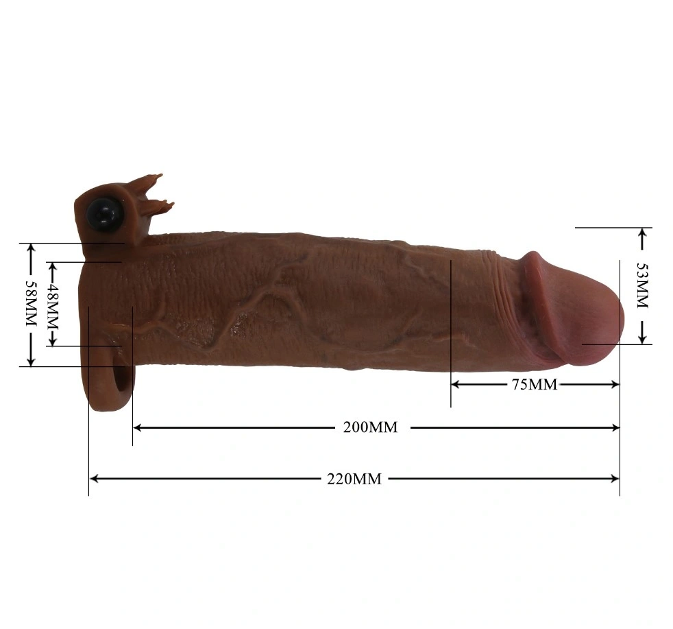 Prelungitor Penis Xerxes +7.5 cm cu Vibratii, TPE, Maro, #7, Erotic24.ro