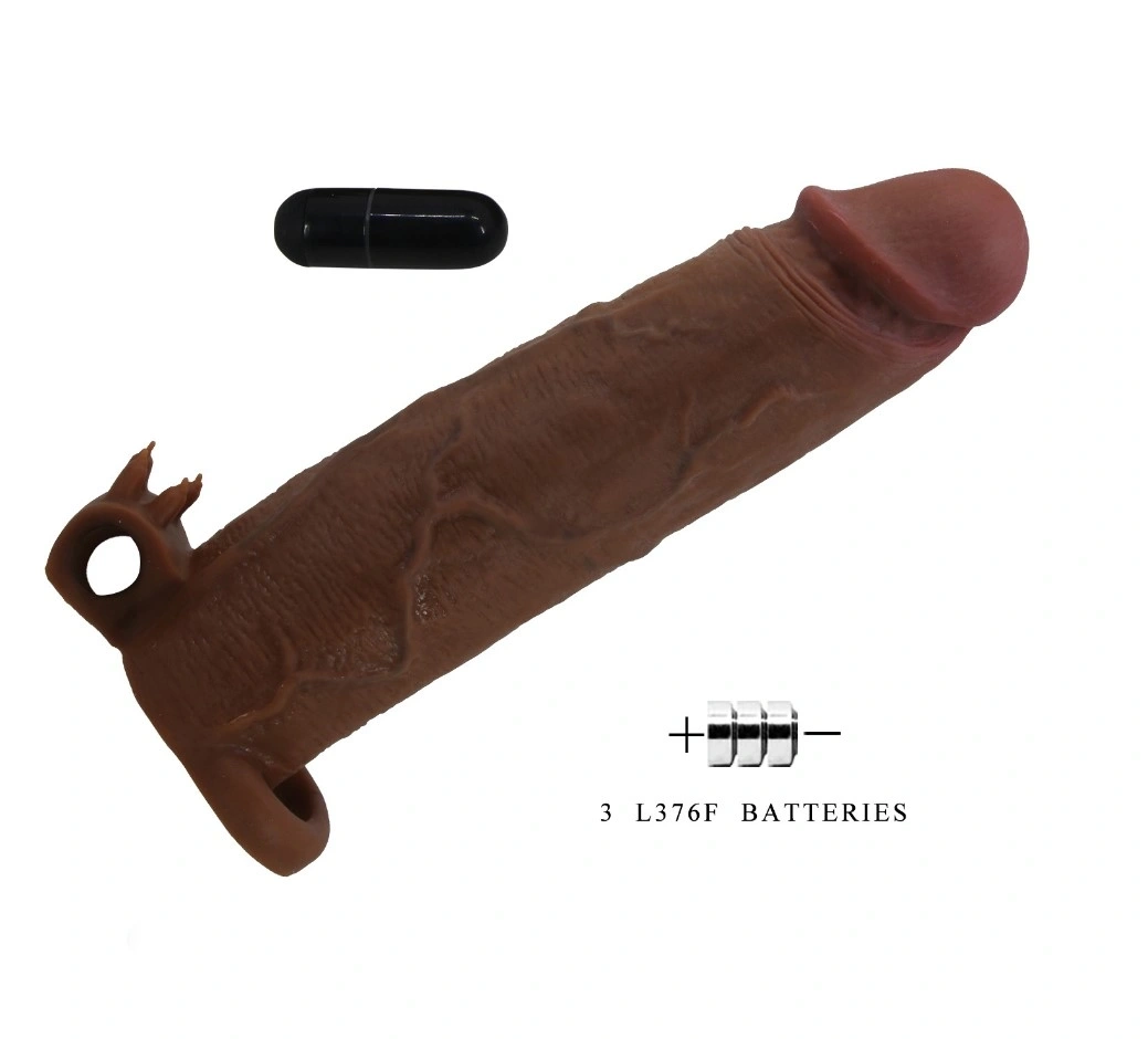 Prelungitor Penis Xerxes +7.5 cm cu Vibratii, TPE, Maro, #6, Erotic24.ro