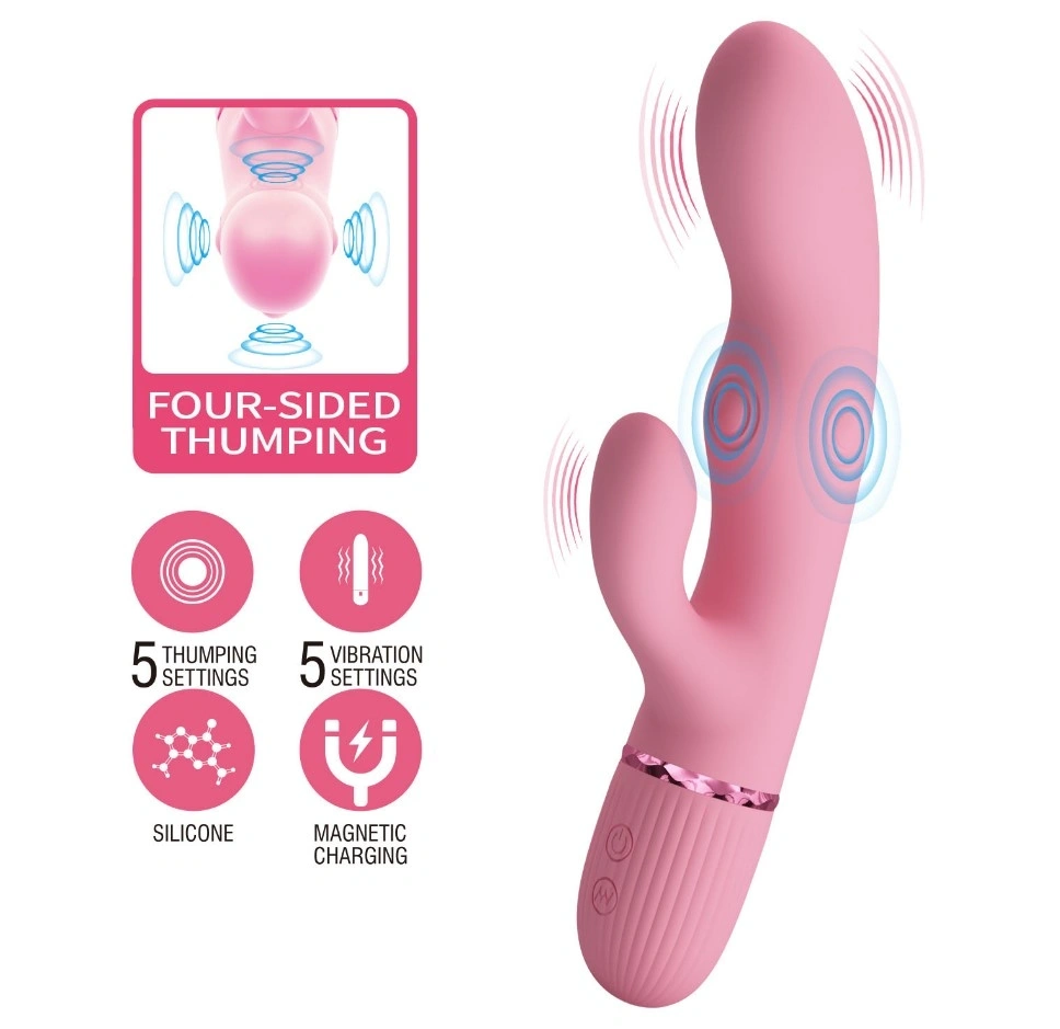 Vibrator Rabbit Zach, 5 Moduri Tapare, 5 Moduri Vibratii, Silicon, USB Magnetic, Roz, 20 cm, #1, Erotic24.ro