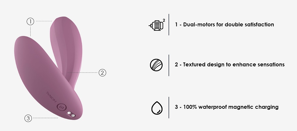 Vibrator Svakom Erica Wearable Vibrator, App Control, Silicon, USB, Roz, #7, Erotic24.ro