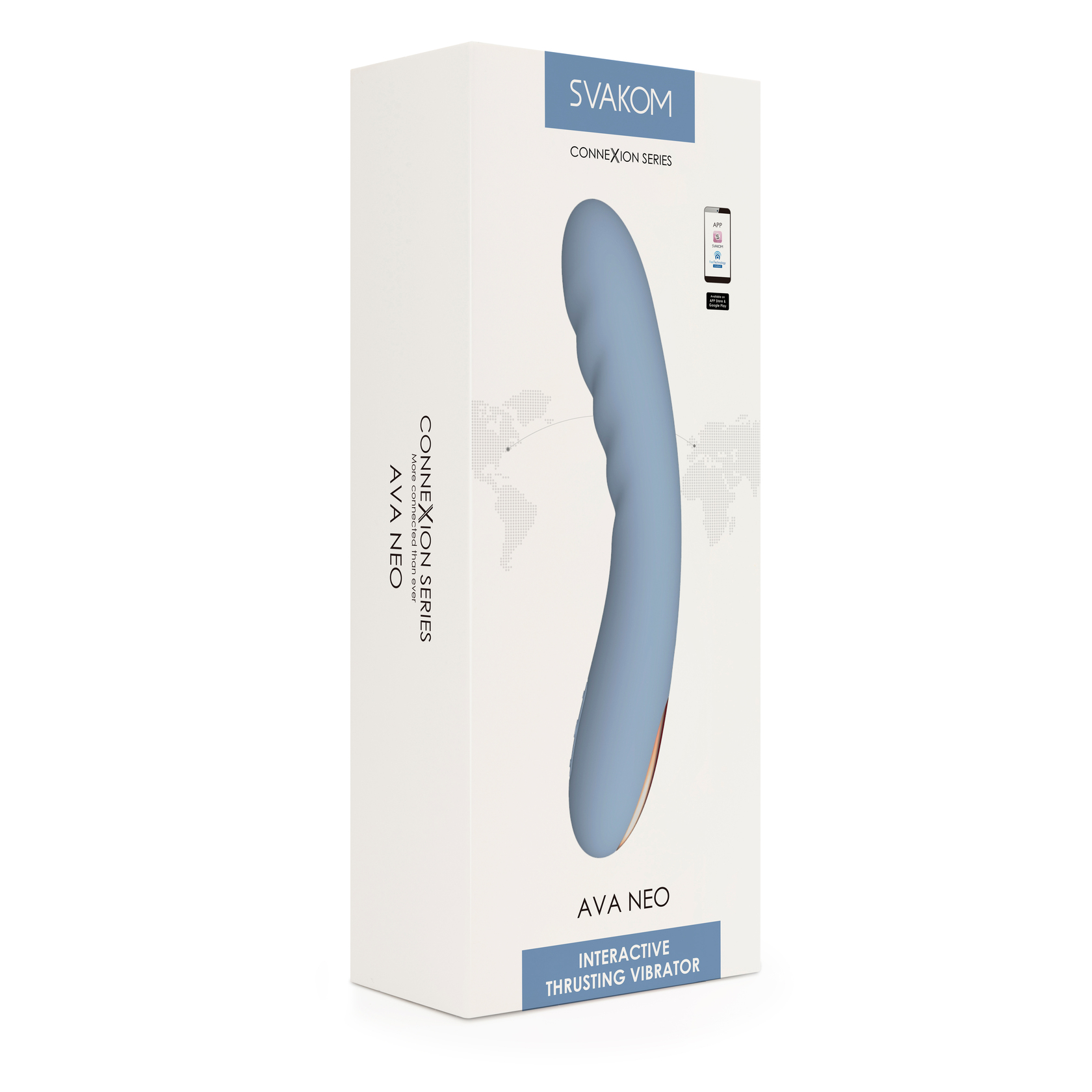 Vibrator Ava Neo Interactive Thrusting, Albastru, 18.6 cm, #3, Erotic24.ro