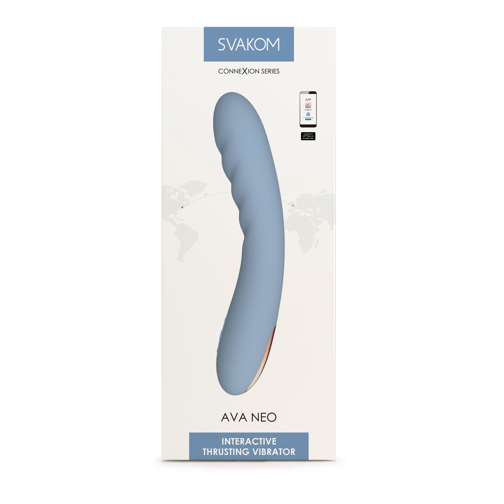 Vibrator Ava Neo Interactive Thrusting, Albastru, 18.6 cm, #8, Erotic24.ro