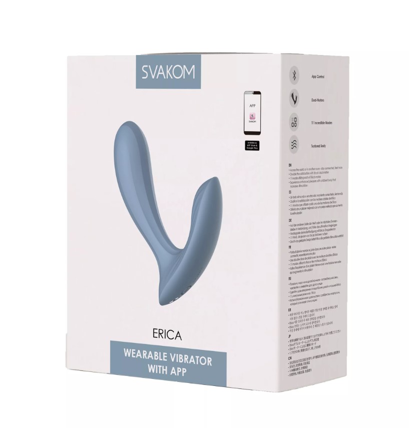Vibrator Svakom Erica Wearable Vibrator, App Control, Silicon, USB, Albastru, #6, Erotic24.ro