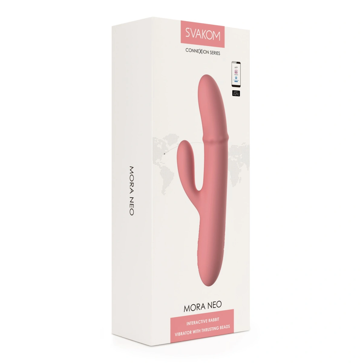 Vibrator Iepuras Svakom Mora Neo Interactive Rabbit, App Control, Silicon, USB, Roz, 19.5 cm, #10, Erotic24.ro