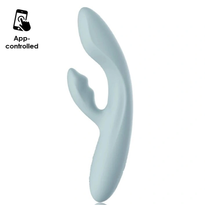 Vibrator Iepuras Svakom Chika, Vibrating&Heating, App Control, Silicon, USB, Turcoaz, 18.7 cm