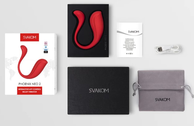 Vibrator Phoenix Neo 2 SVAKOM, 11 Moduri Vibratii, Free App, Silicon, USB, Rosu, 15.7 cm, #4, Erotic24.ro