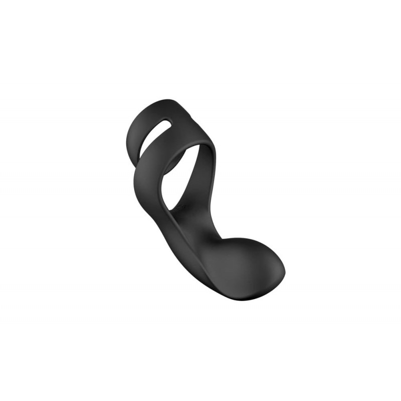 Inel Dublu de Penis Benedict cu Stimulator Perineu, 5 Moduri Vibratii, Silicon, USB, Negru, #3, Erotic24.ro