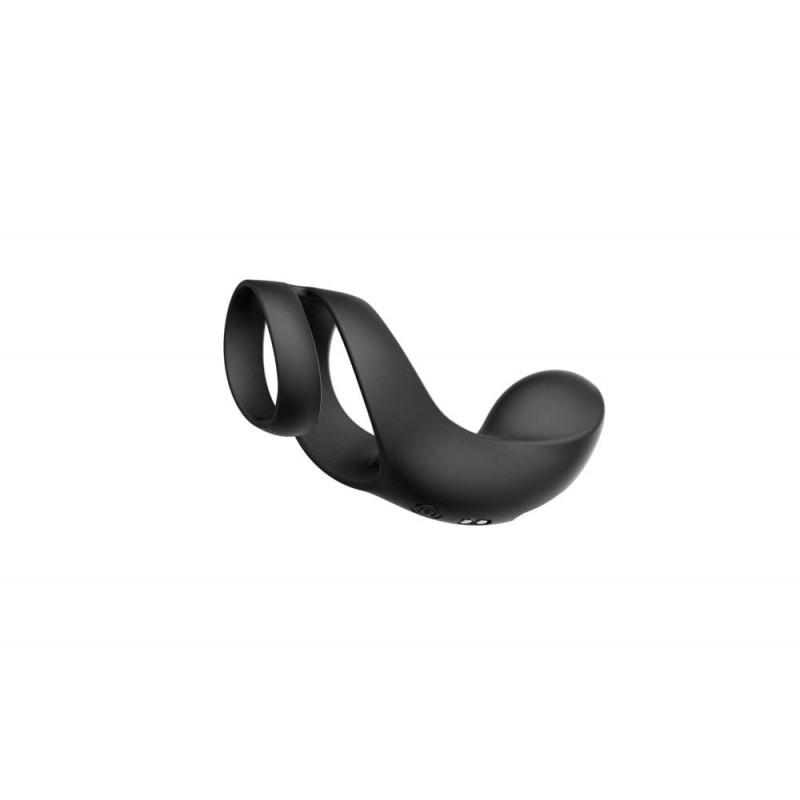 Inel Dublu de Penis Benedict cu Stimulator Perineu, 5 Moduri Vibratii, Silicon, USB, Negru, #4, Erotic24.ro