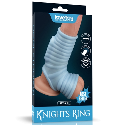 Manson Penis si Testicule Knights Ring Wave cu Vibratii, Albastru, #5, Erotic24.ro