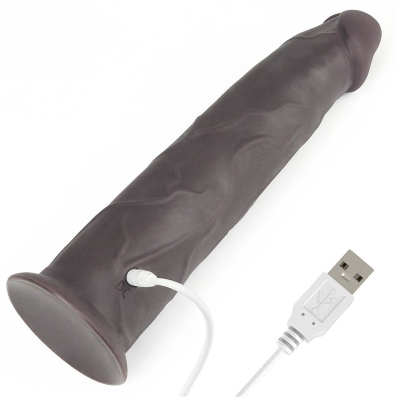 Vibrator Realist Nature Cock, Remote Control, Silicon Dubla Densitate, 10 Moduri Vibratii si Rotatii, Maro, 24 cm, #8, Erotic24.ro