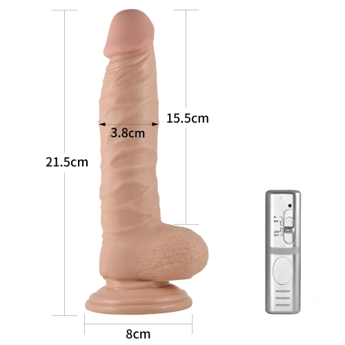 Vibrator Realist Real Extreme cu Ventuza si Telecomanda, PVC, Natural, 21.5 cm, #3, Erotic24.ro