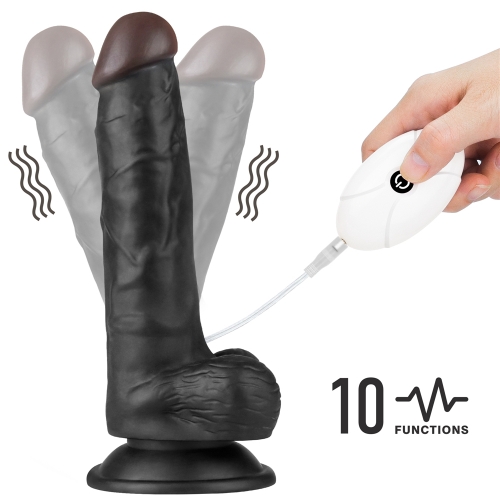 Set Easy Strap-On cu Vibrator Detasabil, 10 Moduri Vibratii, TPE, Negru, 20 cm, #2, Erotic24.ro