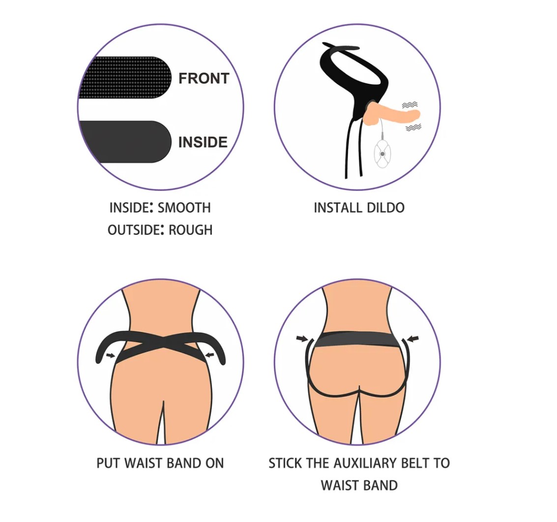 Set Easy Strap-On cu Vibrator Detasabil, 10 Moduri Vibratii, TPE, Negru, 20 cm, #5, Erotic24.ro