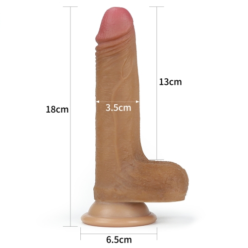 Dildo Realist Nature Cock, Silicon Dubla Densitate, Maro, 18 cm, Nr. 2, Erotic24.ro