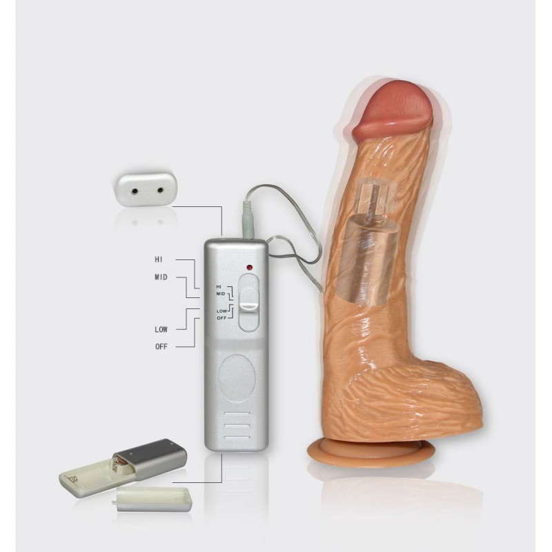 Vibrator Realist Real Extreme Extra Girth cu Ventuza si Telecomanda Natural 23 cm, #4, Erotic24.ro