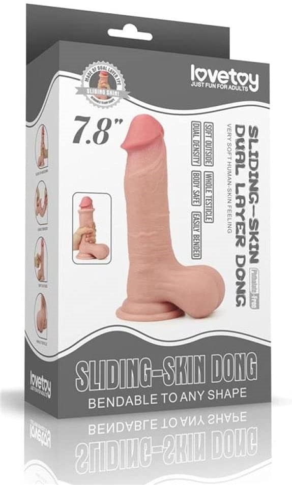 Dildo Realist Bendable Sliding-Skin Strat Dublu TPE Natural 20 cm, Nr. 3, Erotic24.ro