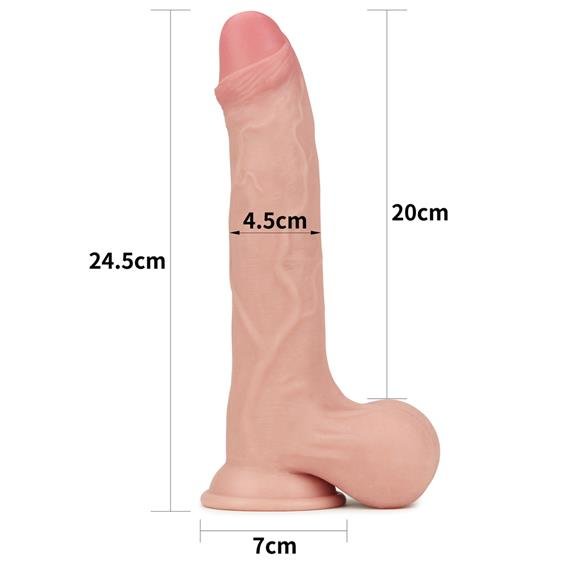 Dildo Realist Sliding-Skin, Whole testicle, TPE, Natural, 24.5 cm, #4, Erotic24.ro