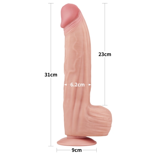 Dildo Realist King Sized Sliding Skin, TPE, Natural, 31 cm, #5, Erotic24.ro