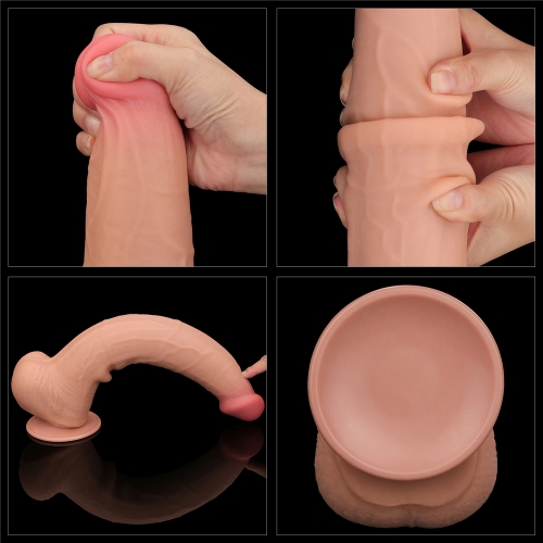 Dildo Realist King Sized Sliding Skin, TPE, Natural, 34 cm, Nr. 3, Erotic24.ro