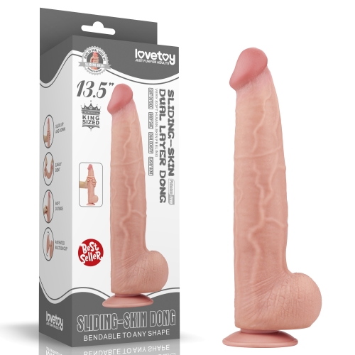 Dildo Realist King Sized Sliding Skin, TPE, Natural, 34 cm, Nr. 6, Erotic24.ro