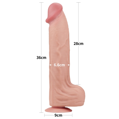 Dildo Realist King Sized Sliding Skin, TPE, Natural, 36 cm, #5, Erotic24.ro