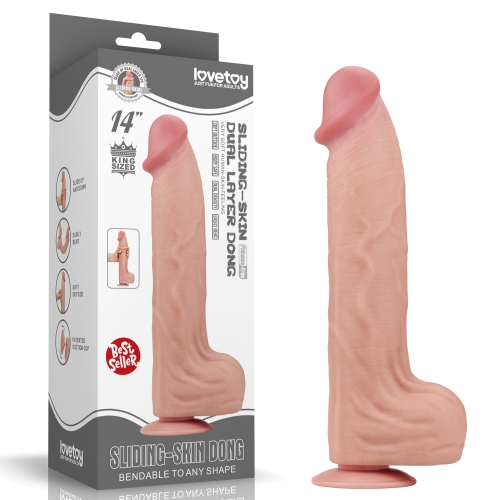 Dildo Realist King Sized Sliding Skin, TPE, Natural, 36 cm, #6, Erotic24.ro