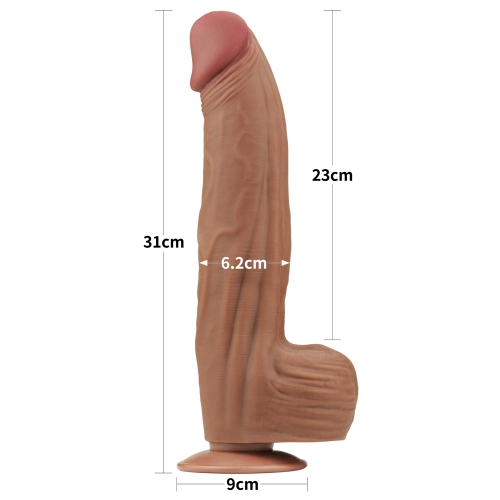 Dildo Realist King Sized Sliding Skin, TPE, Maro Deschis, 31 cm, #5, Erotic24.ro