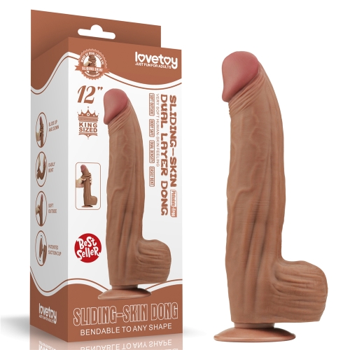 Dildo Realist King Sized Sliding Skin, TPE, Maro Deschis, 31 cm, #6, Erotic24.ro