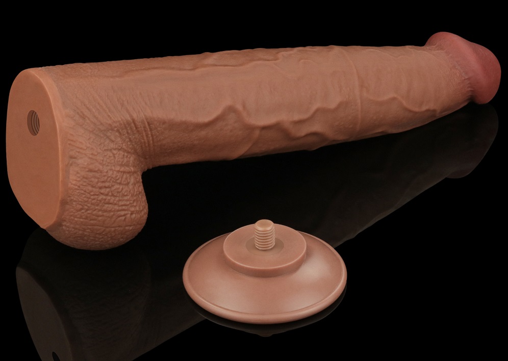 Dildo Realist King Sized Sliding Skin, TPE, Maro Deschis, 34 cm, #3, Erotic24.ro