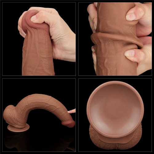 Dildo Realist King Sized Sliding Skin, TPE, Maro Deschis, 34 cm, #5, Erotic24.ro