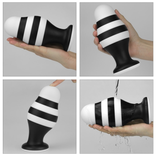 Dop Anal X-Missioner, Silicon, Negru/Alb, 17 cm, #3, Erotic24.ro