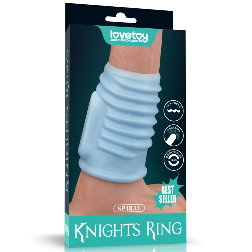 Manson Penis Knights Ring Spiral cu Vibratii, Albastru, Nr. 4, Erotic24.ro