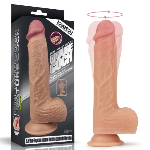 Vibrator Realist Nature Cock Liam, Dual-Layered Silicone, 5 Moduri Vibratii, 5 Moduri Rotatii, Incalzire, 21.5 cm