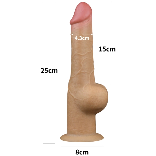 Dildo Realist Dual Layered Handle Cock, Silicon Platinum, Natural, 25 cm, #5, Erotic24.ro
