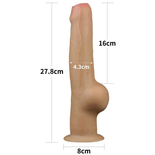 Dildo Realist Dual Layered Handle Cock, Silicon Platinum, Natural, 27.8 cm, #9, Erotic24.ro