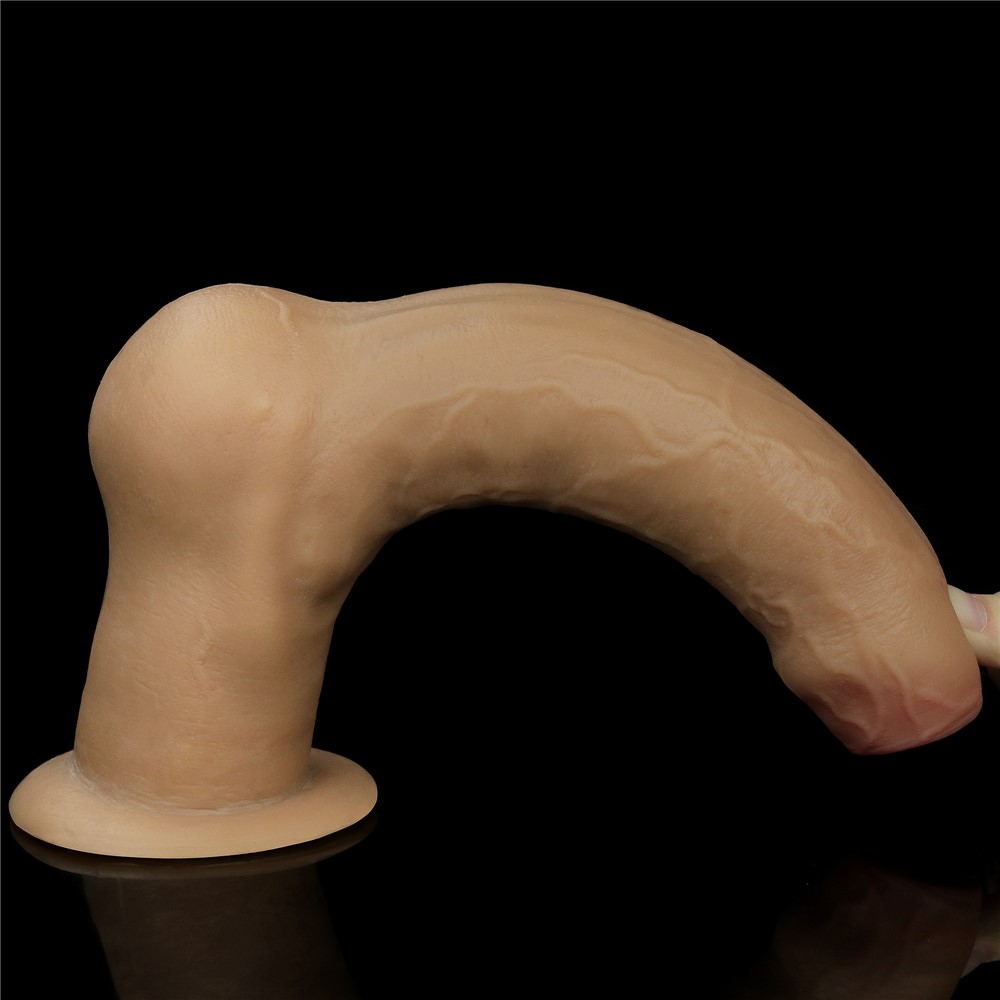 Dildo Realist Dual Layered Handle Cock, Silicon Platinum, Natural, 27.8 cm, #6, Erotic24.ro