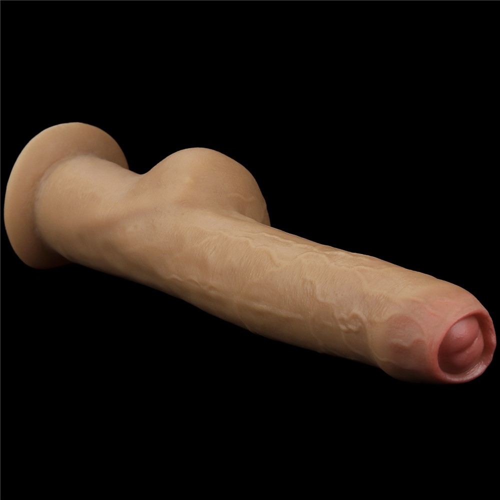 Dildo Realist Dual Layered Handle Cock, Silicon Platinum, Natural, 27.8 cm, #4, Erotic24.ro