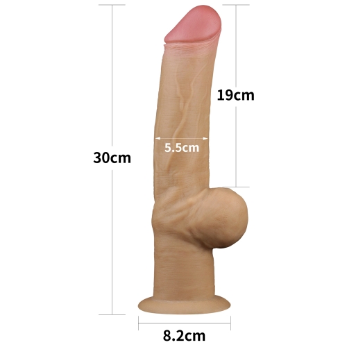 Dildo Realist Dual Layered Handle Cock, Silicon Platinum, Natural, 30 cm, #4, Erotic24.ro