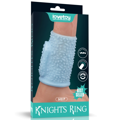 Manson Penis Knights Ring Drip cu Vibratii, Albastru, Nr. 2, Erotic24.ro