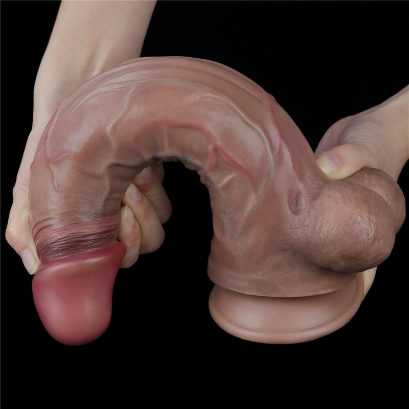 Dildo Realist Nature Cock Silicon Dubla Densitate, Maro, 30 cm, #6, Erotic24.ro