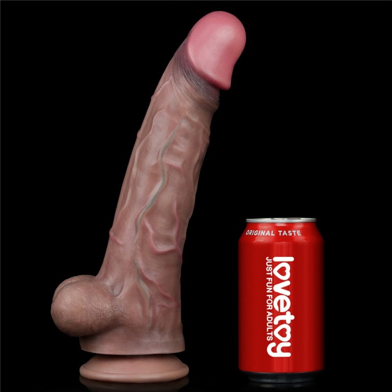 Dildo Realist Nature Cock Silicon Dubla Densitate, Maro, 30 cm, #5, Erotic24.ro