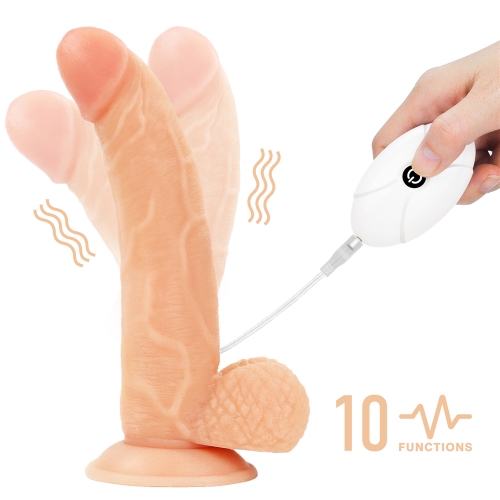 Set Easy Strap-On cu Vibrator Detasabil, 10 Moduri Vibratii, TPE, Natural, 21.5 cm, #2, Erotic24.ro